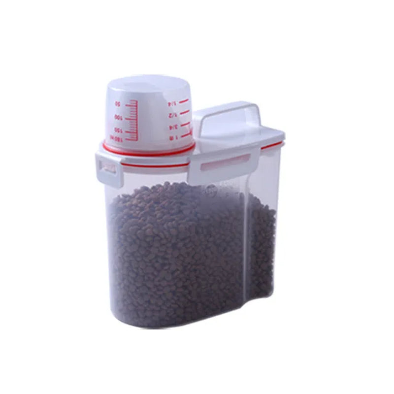 Pet Dog Food Box Sealed Storage Bucket Cat Food Box Moisture-Proof Rice Barrel Miscellaneous Grain Pet Food Barrel Measuring Cup
