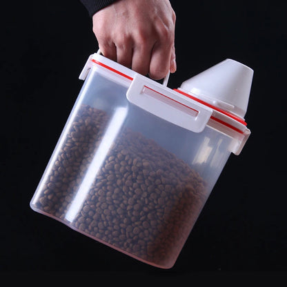 Pet Dog Food Box Sealed Storage Bucket Cat Food Box Moisture-Proof Rice Barrel Miscellaneous Grain Pet Food Barrel Measuring Cup