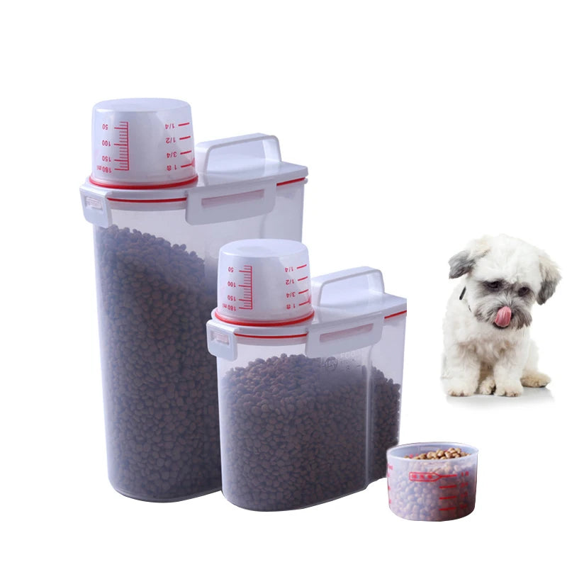 Pet Dog Food Box Sealed Storage Bucket Cat Food Box Moisture-Proof Rice Barrel Miscellaneous Grain Pet Food Barrel Measuring Cup